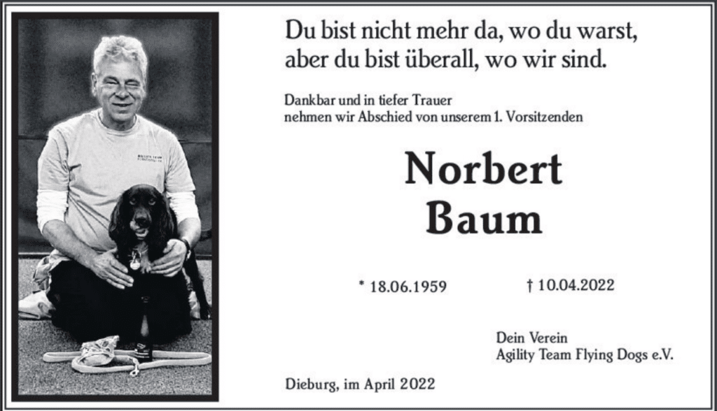 Traueranzeige für Norbert Baum vom Verein